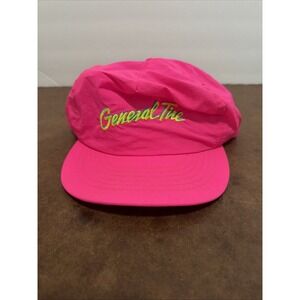 Vtg General Tire Snap Back Hat Cap Florescent Yellow Embroidered In Orange90s